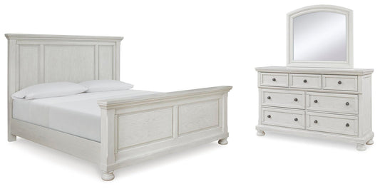 Robbinsdale California Panel Bed With Mirrored Dresser
