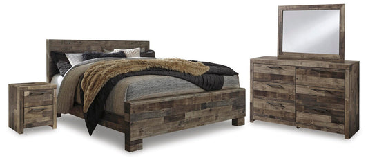 Derekson Panel Bed With Mirrored Dresser And Nightstand