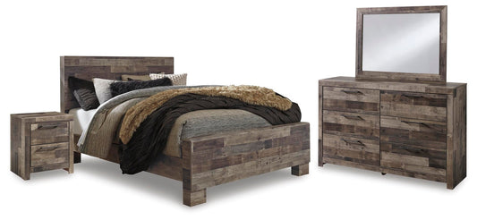 Derekson Panel Bed With Mirrored Dresser And Nightstand