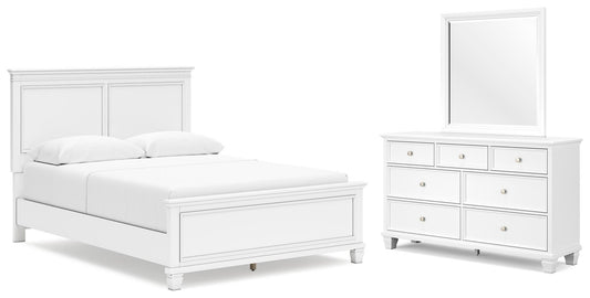 Fortman Panel Bed With Mirrored Dresser