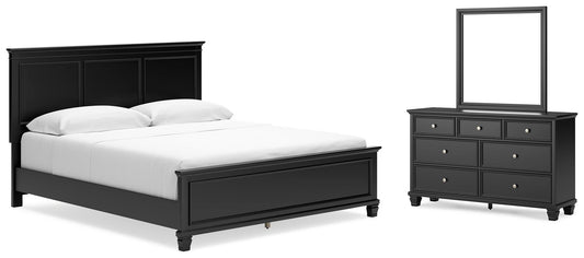Lanolee California Panel Bed With Mirrored Dresser