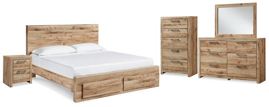 Hyanna Panel Storage Bed, Dresser, Mirror, Chest And Nightstand