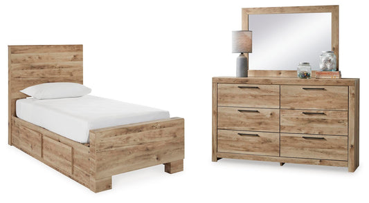 Hyanna Panel Bed With Storage With Mirrored Dresser