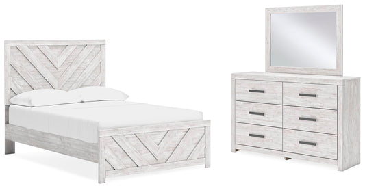 Cayboni Panel Bed With Mirrored Dresser