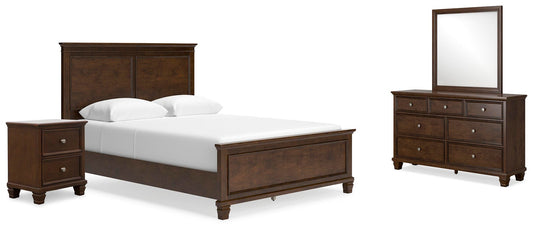 Danabrin Panel Bed With Mirrored Dresser And Nightstand