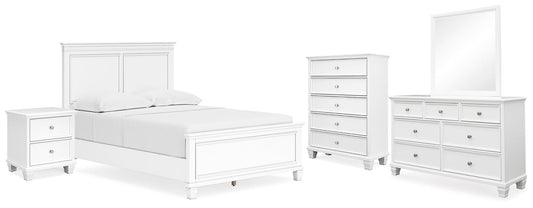 Fortman Panel Bed With Mirrored Dresser, Chest And Nightstand