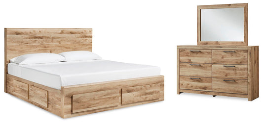 Hyanna Panel Storage Bed With 2 Under Bed Storage Drawer, Dresser And Mirror