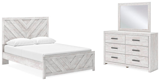 Cayboni Panel Bed With Mirrored Dresser