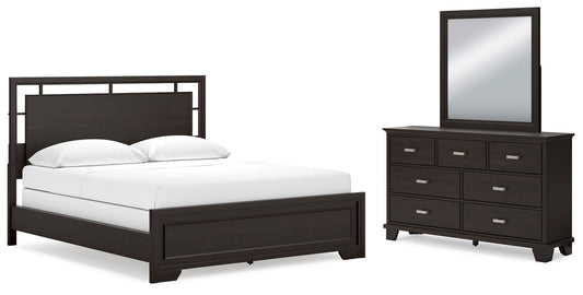 Covetown California Panel Bed With Mirrored Dresser