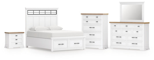 Ashbryn Panel Storage Bed, Dresser, Mirror, Chest And Nightstand