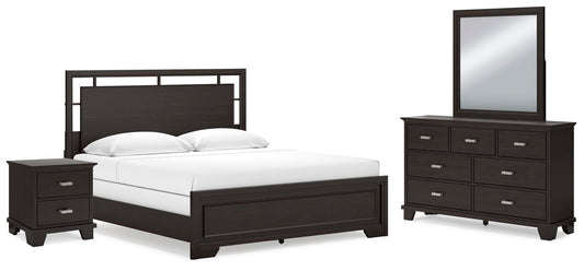 Covetown California Panel Bed With Mirrored Dresser And Nightstand