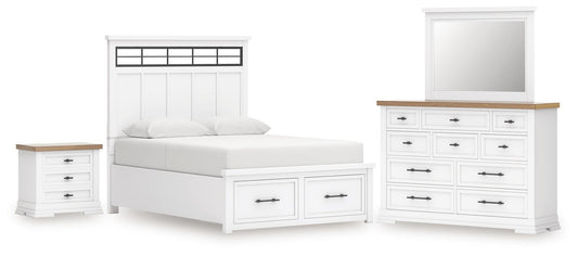 Ashbryn Panel Storage Bed, Dresser, Mirror And Nightstand