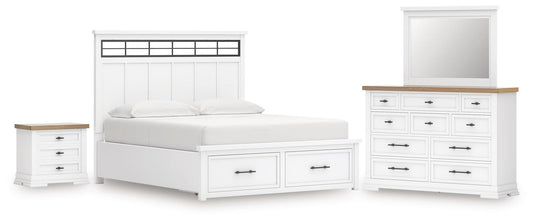 Ashbryn California Panel Storage Bed, Dresser, Mirror And Nightstand