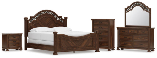 Lavinton California Poster Bed, Dresser, Mirror, Chest And Nightstand
