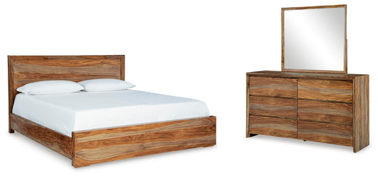 Dressonni Panel Bed With Mirrored Dresser