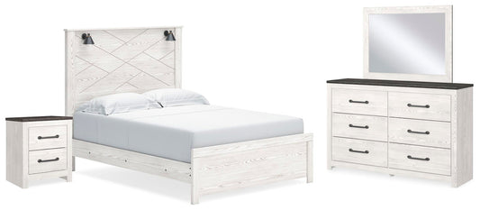 Gerridan Panel Bed With Mirrored Dresser And Nightstand