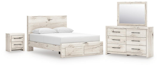 Lawroy Panel Storage Bed, Dresser, Mirror And Nightstand