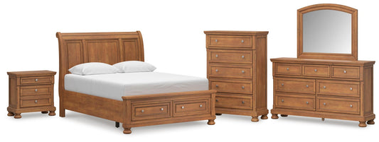 Feddinger Storage Sleigh Bed With Mirrored Dresser, Chest And Nightstand