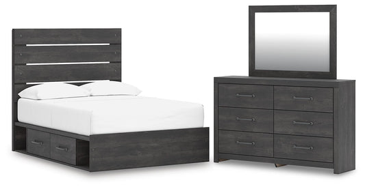 Hollivern Panel Bed With Storage, Dresser And Mirror