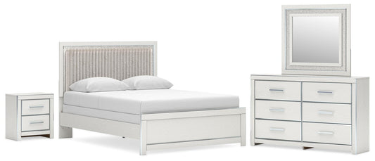 Zuraleus Upholstered Panel Bed, Dresser, Mirror And Nightstand