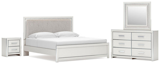 Zuraleus Upholstered Panel Platform Bed, Dresser, Mirror And Nightstand