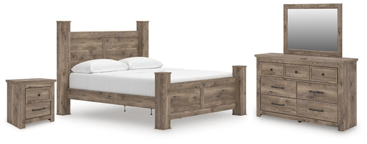 Rusticott Poster Bed, Dresser, Mirror And Nightstand