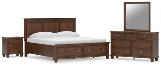 Danabrin Panel Storage Bed, Dresser, Mirror And Nightstand