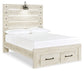 Cambeck  Panel Bed With 2 Storage Drawers With Mirrored Dresser