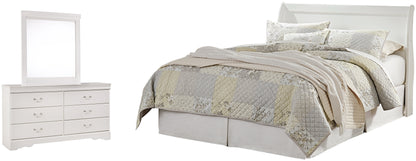 Anarasia  Sleigh Headboard Bed With Mirrored Dresser