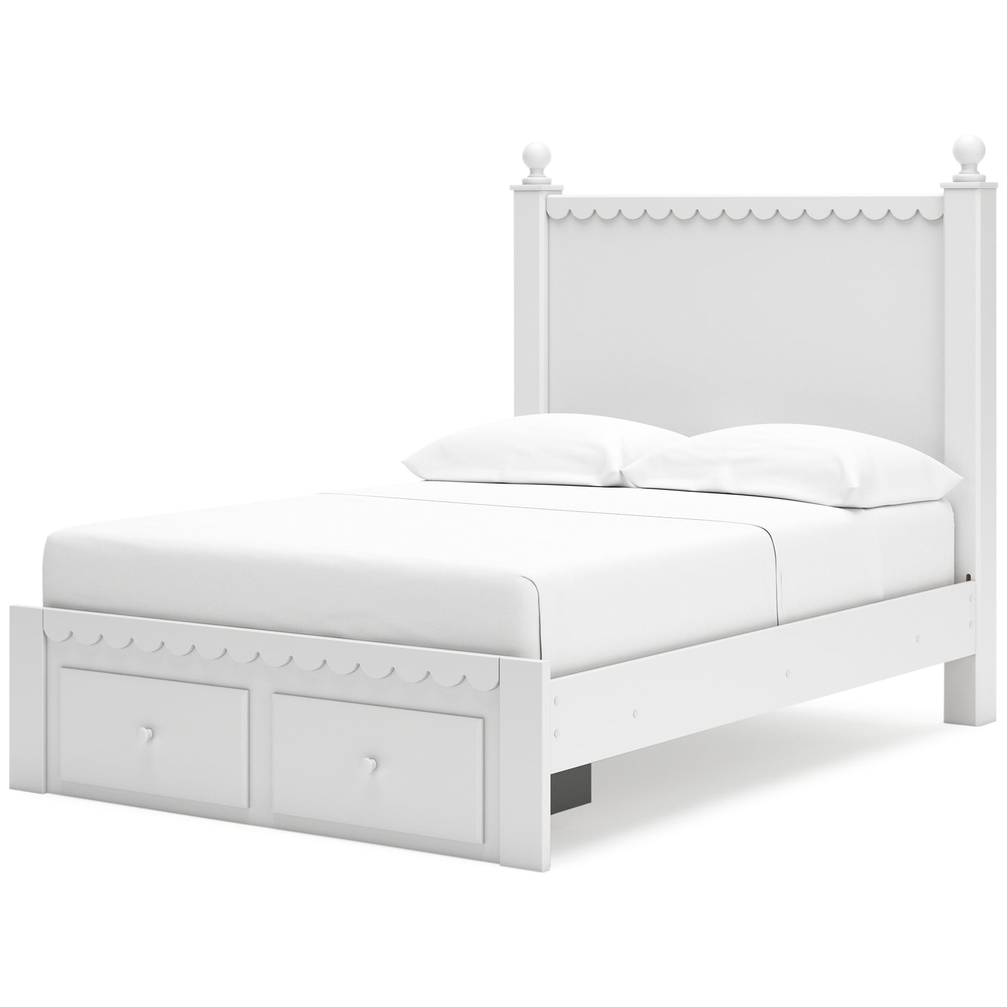 Mollviney  Panel Storage Bed With Mirrored Dresser And Chest