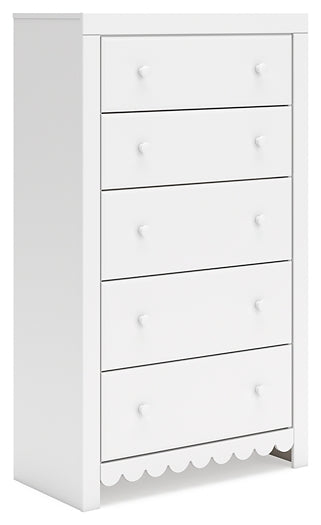 Mollviney  Panel Storage Bed With Mirrored Dresser, Chest And Nightstand
