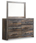 Drystan  Bookcase Bed With 4 Storage Drawers With Mirrored Dresser, Chest And 2 Nightstands