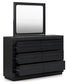 Londer  Panel Bed With Mirrored Dresser, Chest And 2 Nightstands
