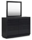 Londer  Panel Bed With Mirrored Dresser, Chest And 2 Nightstands