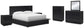 Londer  Panel Bed With Mirrored Dresser, Chest And 2 Nightstands