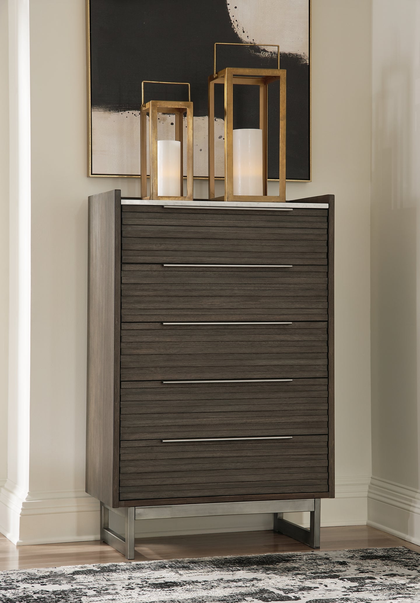 Arkenton  Panel Bed With Mirrored Dresser And Chest