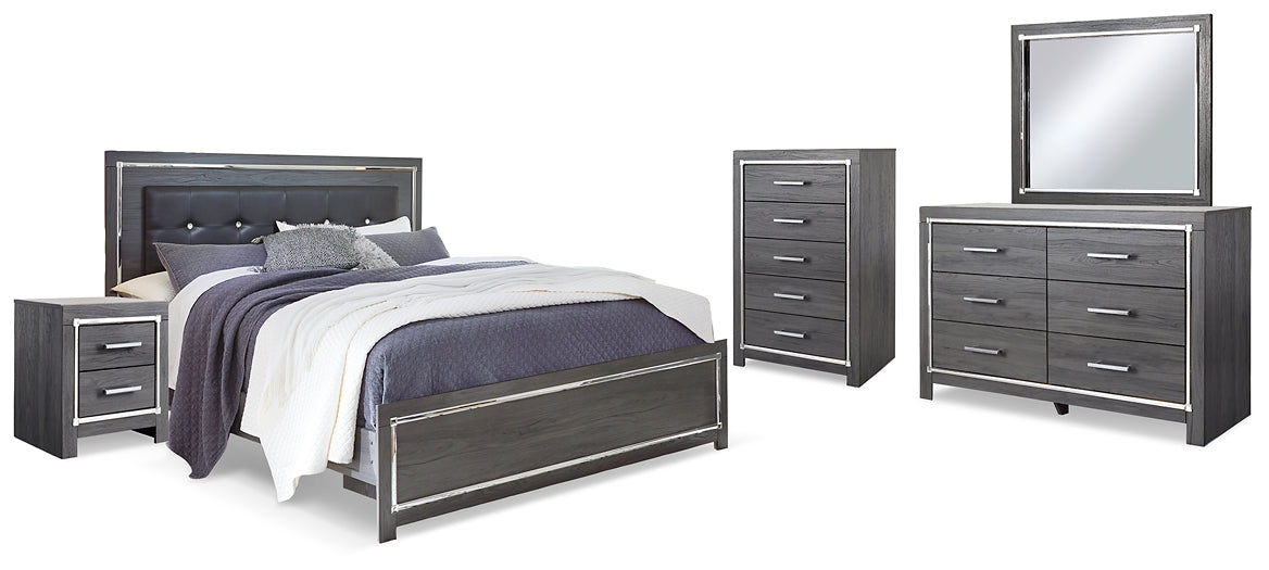 Lodanna  Panel Bed With Mirrored Dresser, Chest And Nightstand