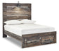 Drystan  Panel Bed With 2 Storage Drawers With Mirrored Dresser, Chest And Nightstand