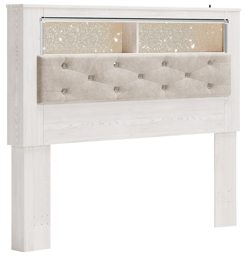 Altyra  Bookcase Headboard Bed With Mirrored Dresser