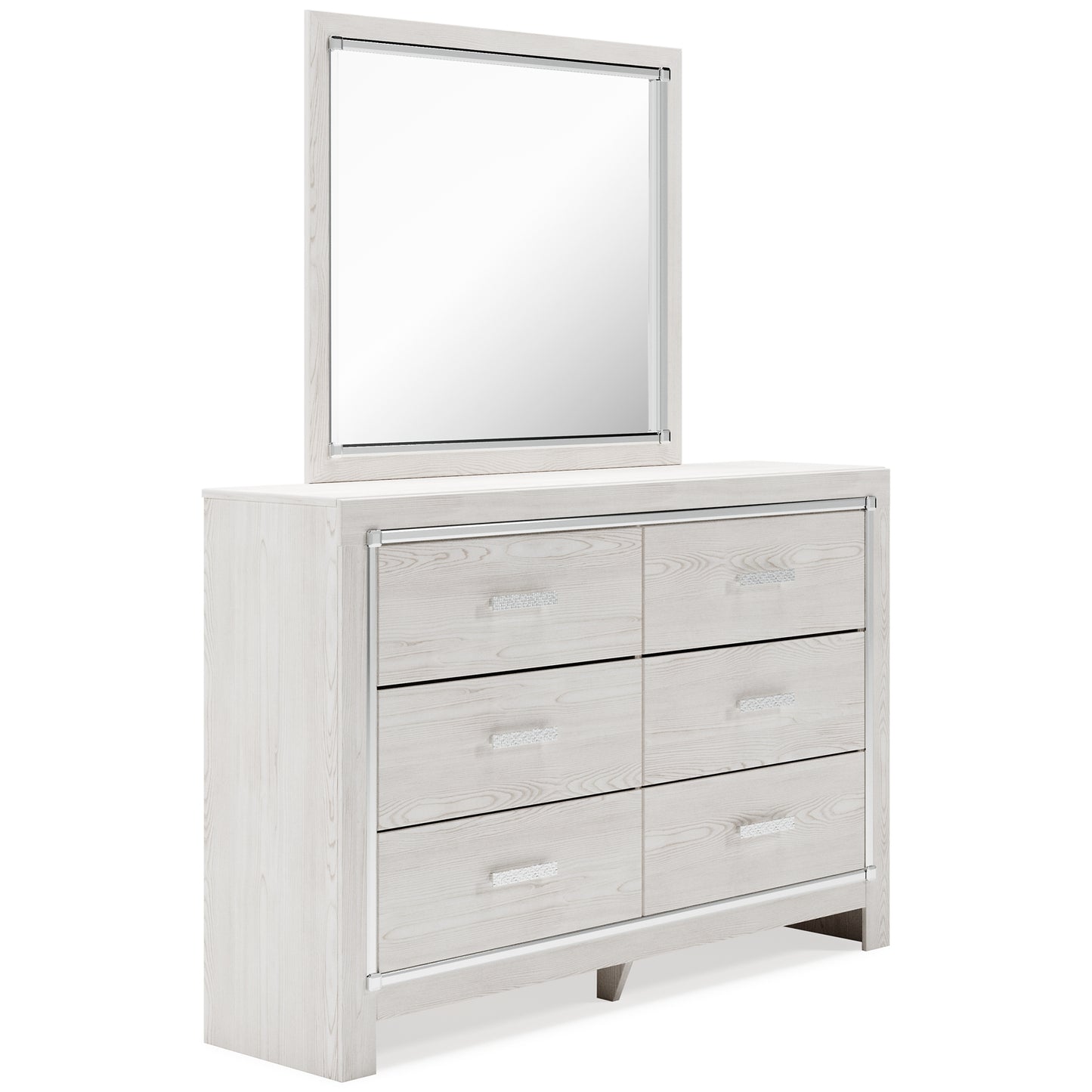 Altyra  Panel Headboard Bed With Mirrored Dresser, Chest And Nightstand