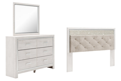 Altyra  Panel Headboard Bed With Mirrored Dresser