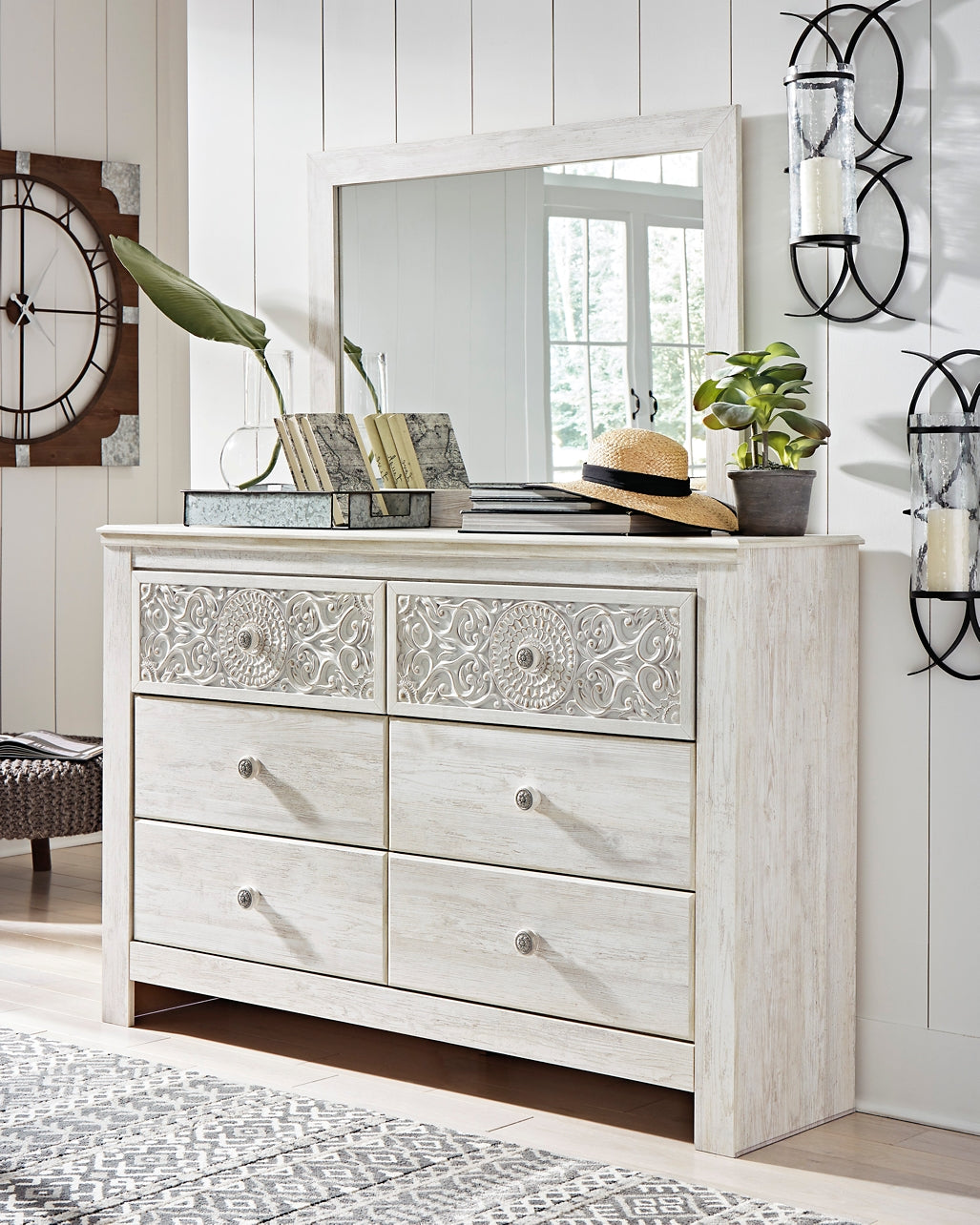 Paxberry  Panel Bed With Mirrored Dresser, Chest And Nightstand