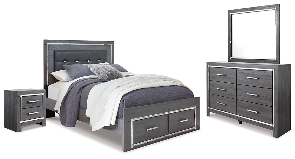 Lodanna  Panel Bed With 2 Storage Drawers, Dresser, Mirror And Nightstand