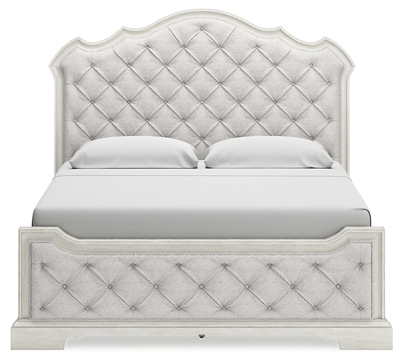 Arlendyne  Upholstered Bed With Mirrored Dresser, Chest And Nightstand