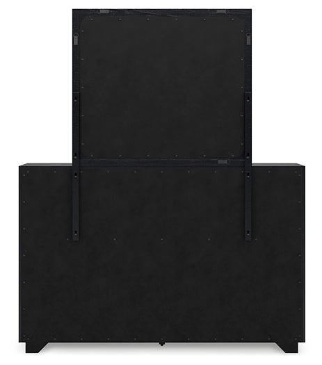 Londer  Panel Bed With Mirrored Dresser