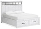 Ashbryn California  Panel Storage Bed With Mirrored Dresser And Nightstand