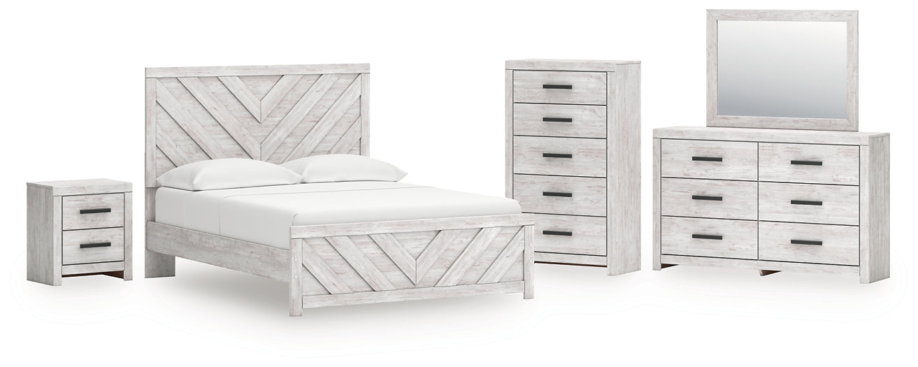 Cayboni  Panel Bed With Mirrored Dresser, Chest And Nightstand