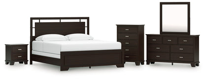Covetown  Panel Bed With Mirrored Dresser, Chest And Nightstand