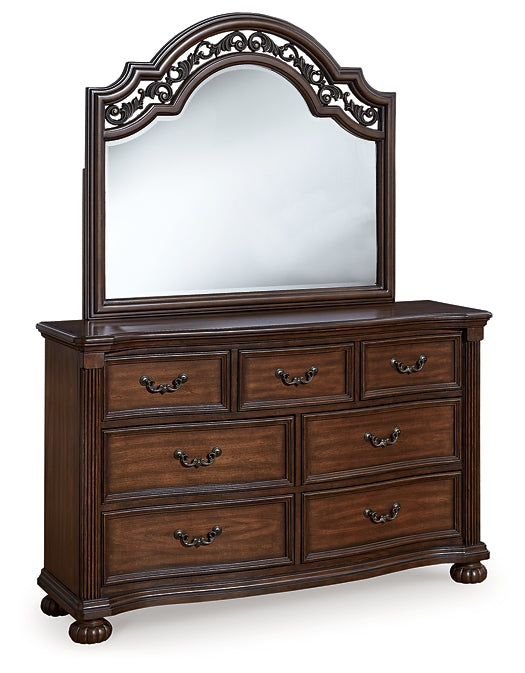 Lavinton  Poster Bed With Mirrored Dresser, Chest And Nightstand