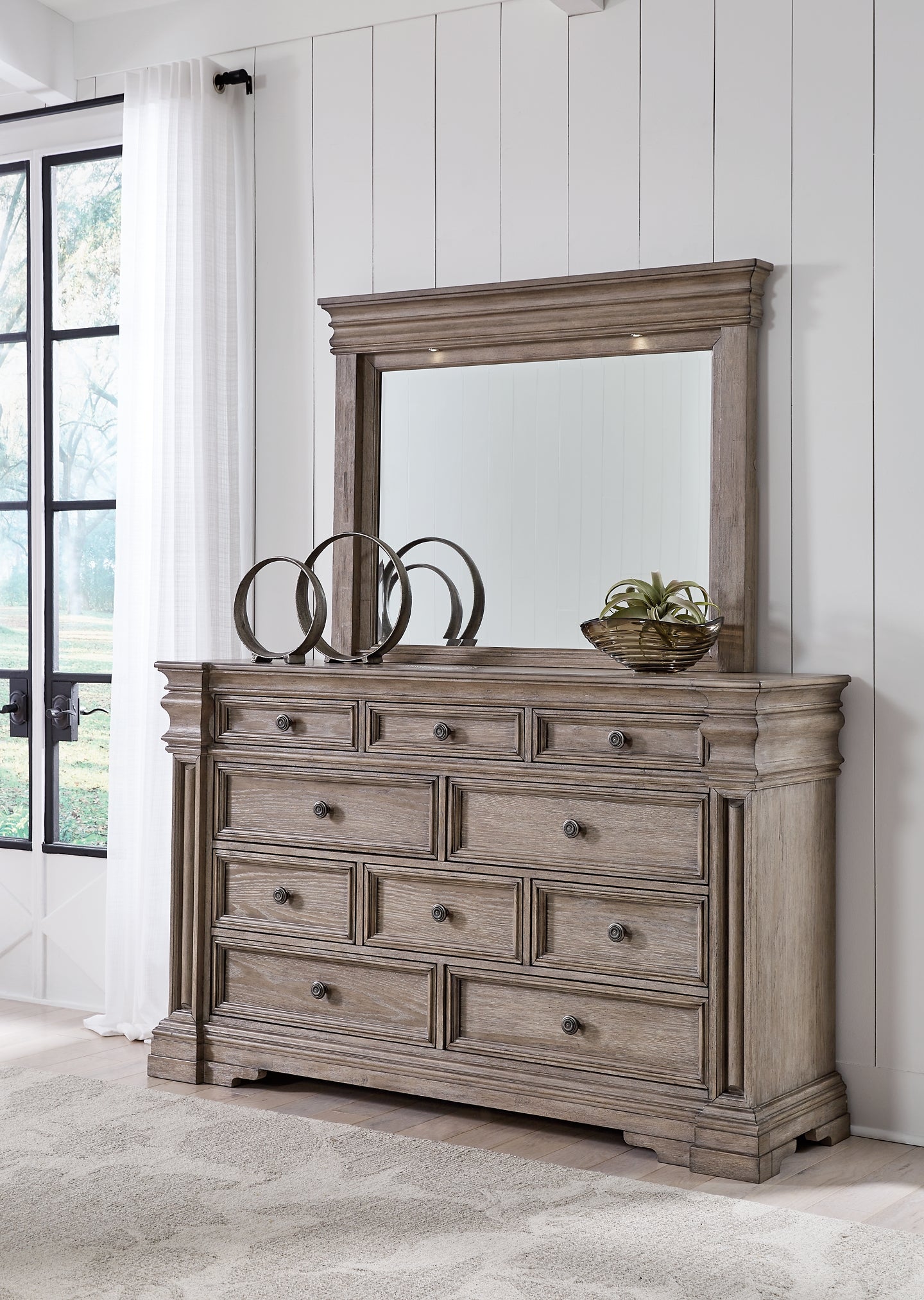 Blairhurst  Panel Bed With Mirrored Dresser, Chest And Nightstand